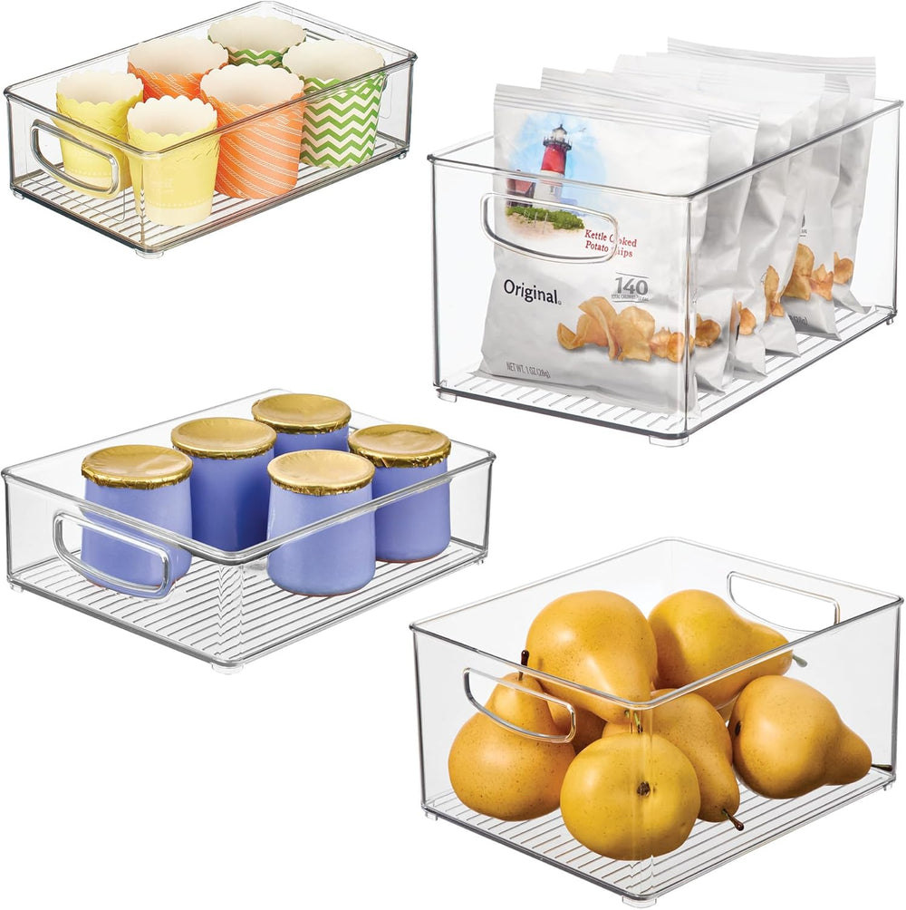 iDesign Stackable Pantry Bins with Handles, 4 Different Sizes, 4 Pack, Clear,...