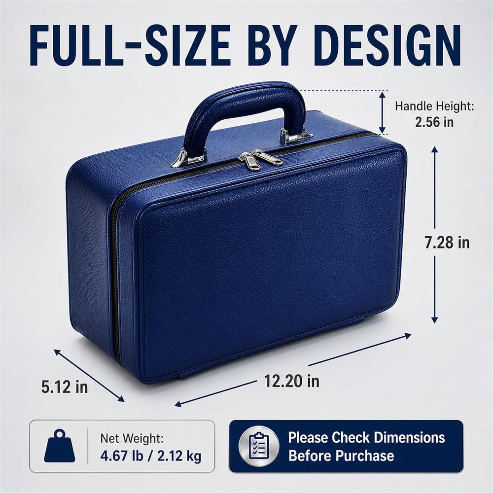 Oirlv Blue Leather Jewelry Box Handmade Travel Jewelry Organizer Storage Case...
