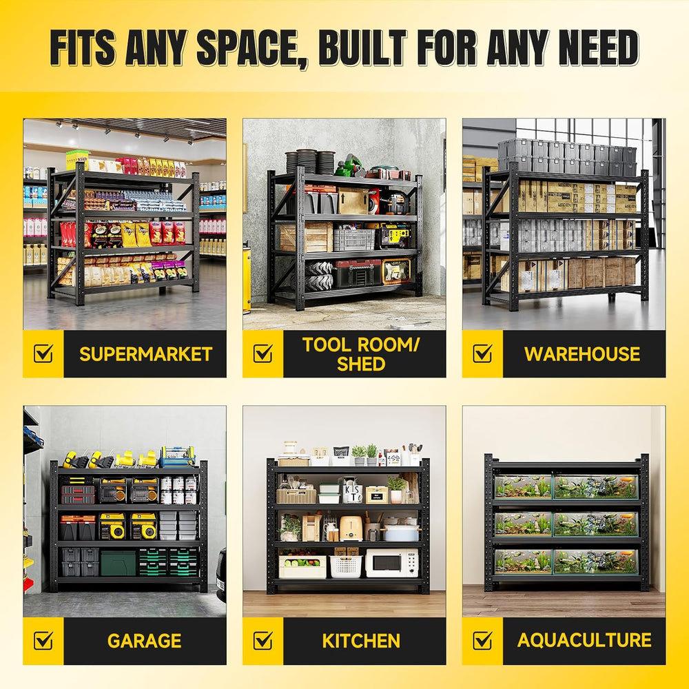 MIIIKO 48" W Storage Shelves,3000LBS Metal Garage Storage Shelving,Heavy...