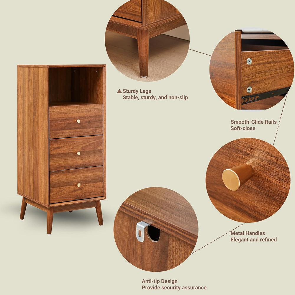 Bifins 37.6“ Tall Bathroom Cabinet with 3 Drawers and Open Shelf