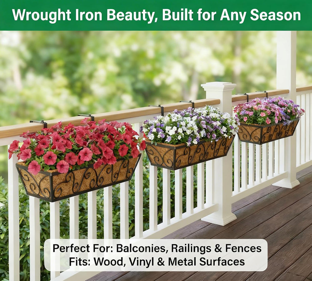 Y&M 30 Inch Butterfly Window Box Planter. Railing Planters for Outdoor Pl...