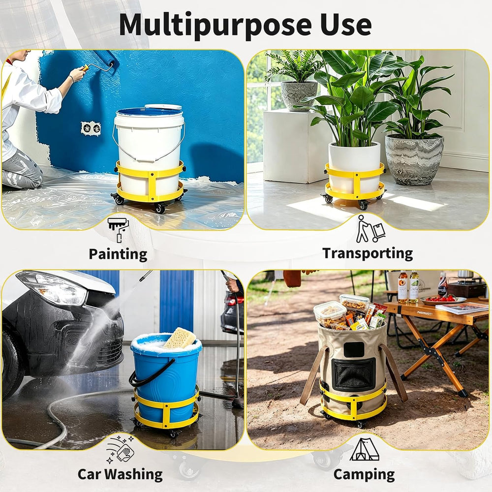 5 Gallon Bucket Dolly Bucket Holder with Foot Pedal Lock,360°Swivel Casters