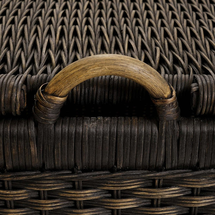 The Basket Lady Lift-Off Lid Wicker Storage Basket, L, Walnut Brown