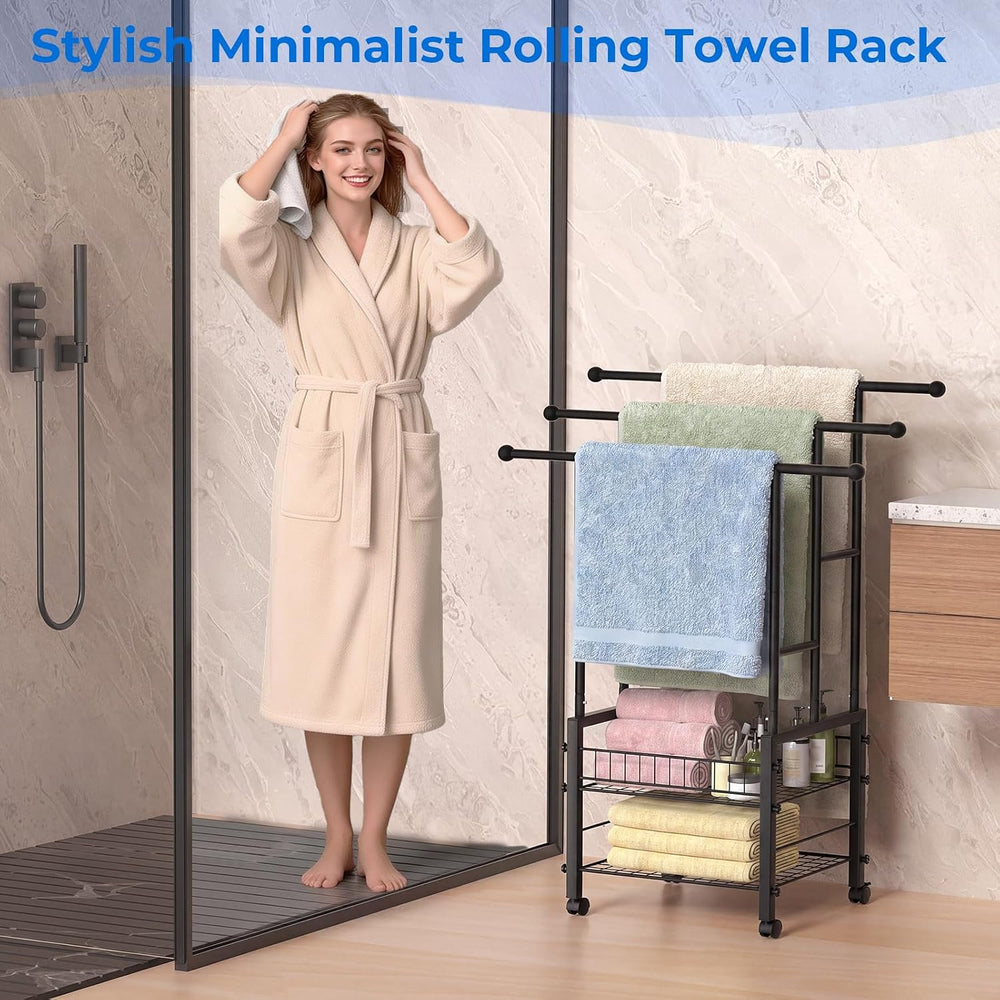 Kayfia 42.7'' Standing 3 Tier Alloy Steel Towel Rack with Basket &...