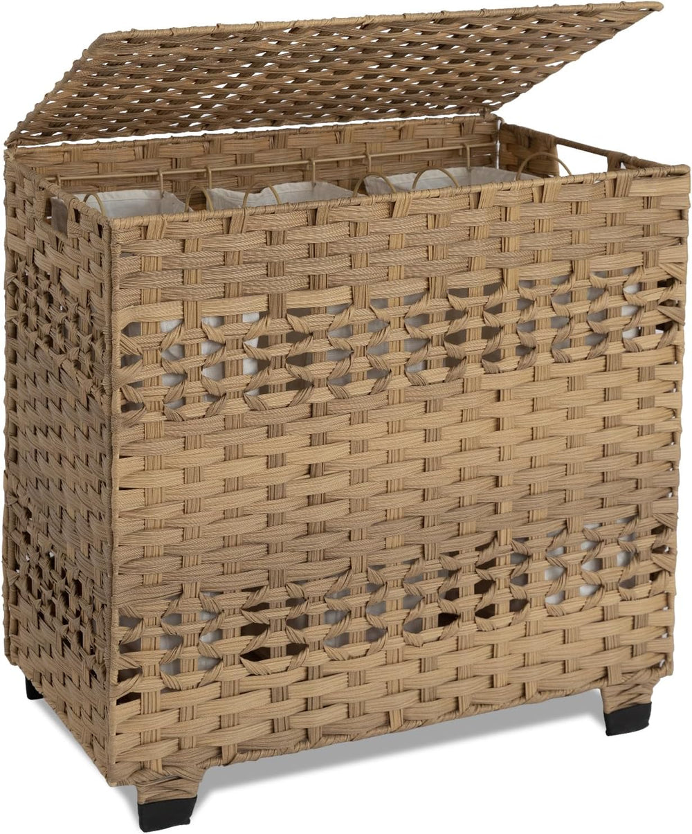 OIAHOMY Laundry Hamper with Lid, 140L Clothes Hamper with 3 Removable Liner B...