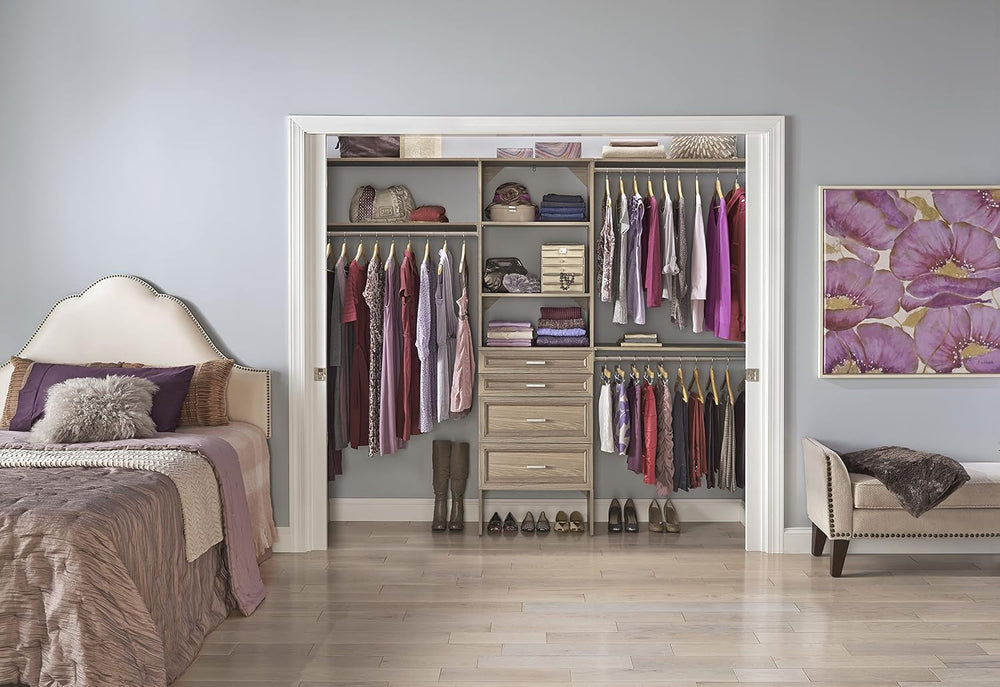 ClosetMaid SuiteSymphony Wood Closet Organizer Starter Kit with Tower and 3 H...