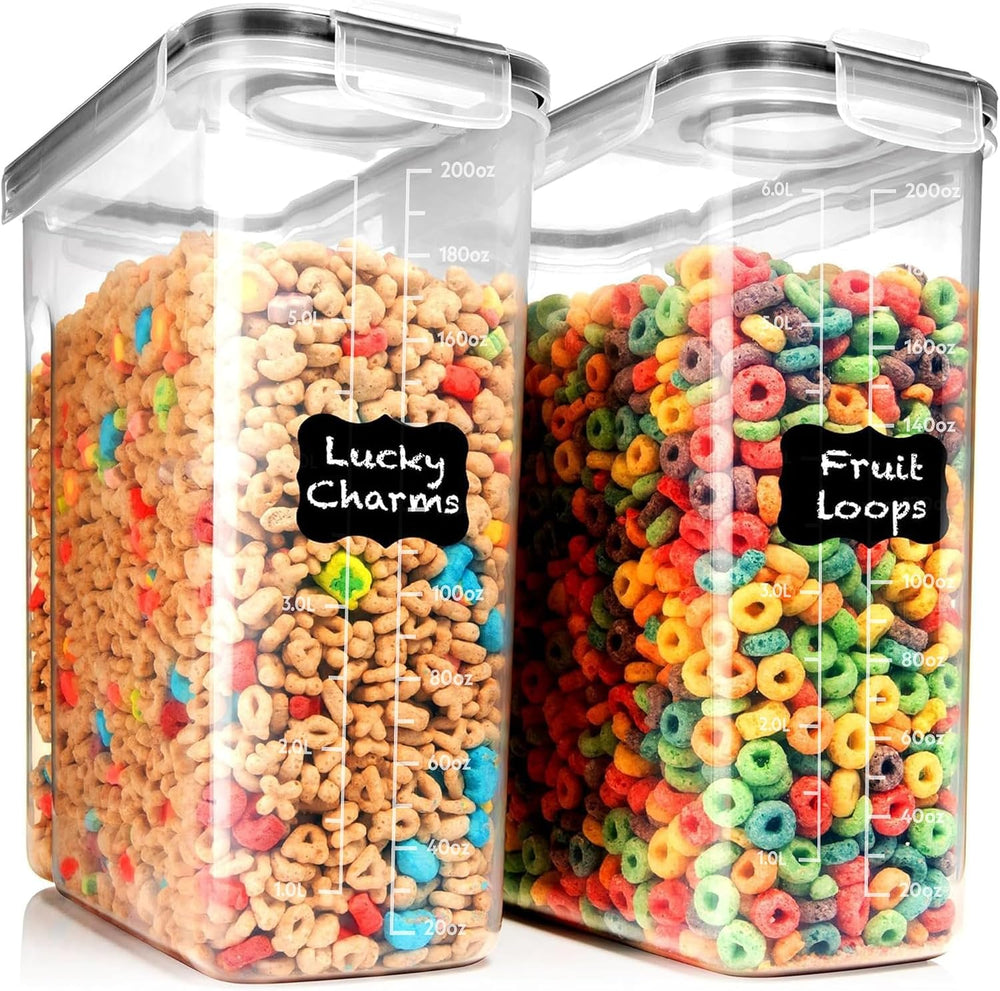 Shazo 2 Pack (6.3L / 213OZ) EXTRA Large Airtight Food Storage Cereal Containe...