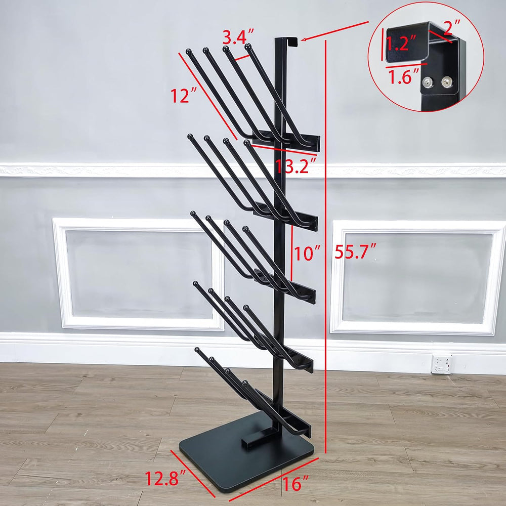 12.8X16X55.7" 10 Pairs Boots Shoes Rack 5 Tiers Boots Organizer Black, F...