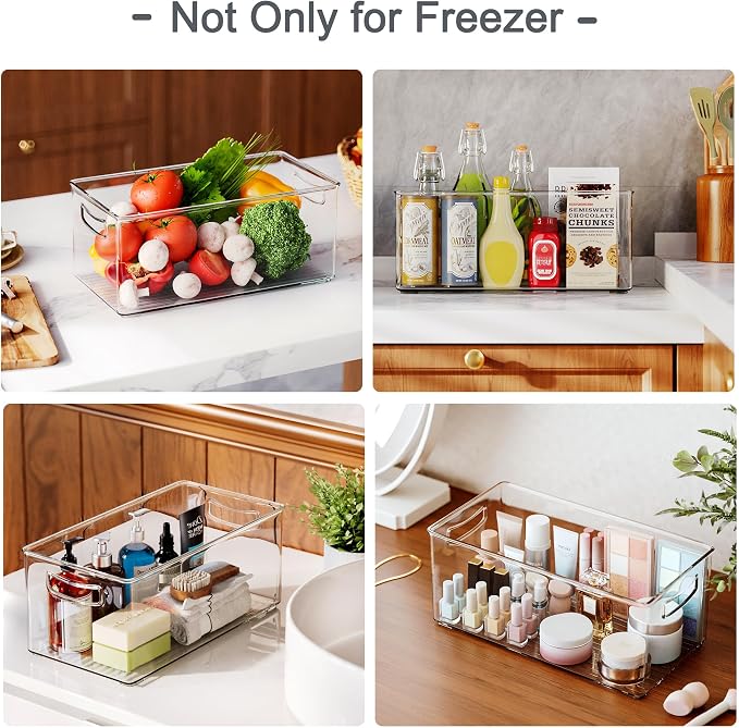 8 PACK Freezer Organizer Bins Clear Stackable Storage Bins