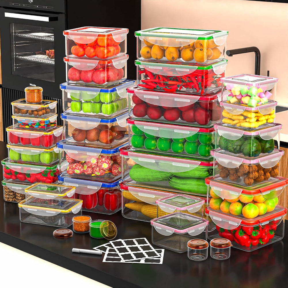 70 Pcs Large Food Storage Containers with Lids Airtight-2500ML to Small Box,T...