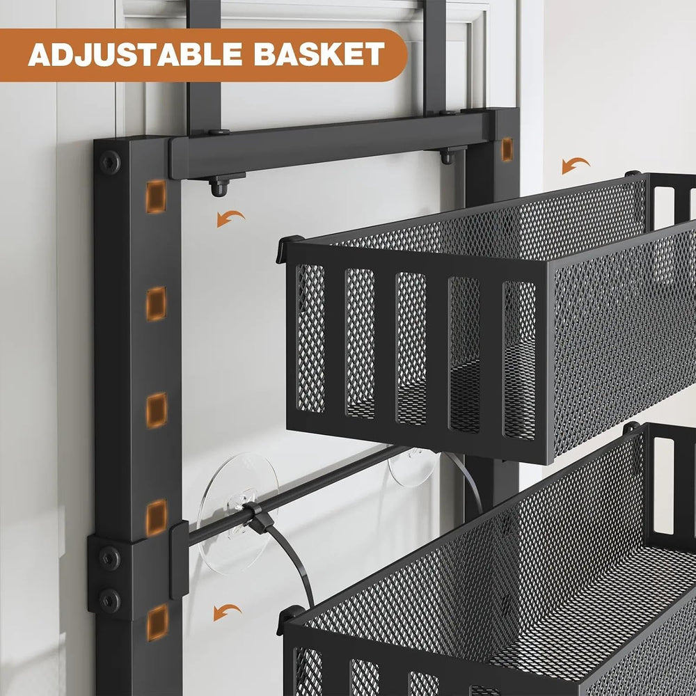 Over The Door Organizer, 8-Tier Heavy-Duty Metal Mesh Rack, Adjustable Large ...