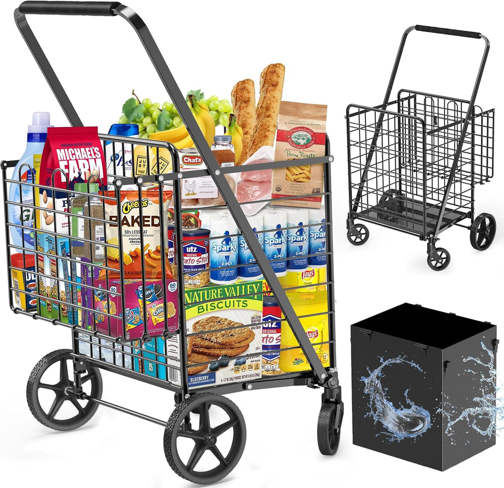 455lbs Shopping Cart for Groceries, Large Heavy Duty Grocery Cart on Wheels