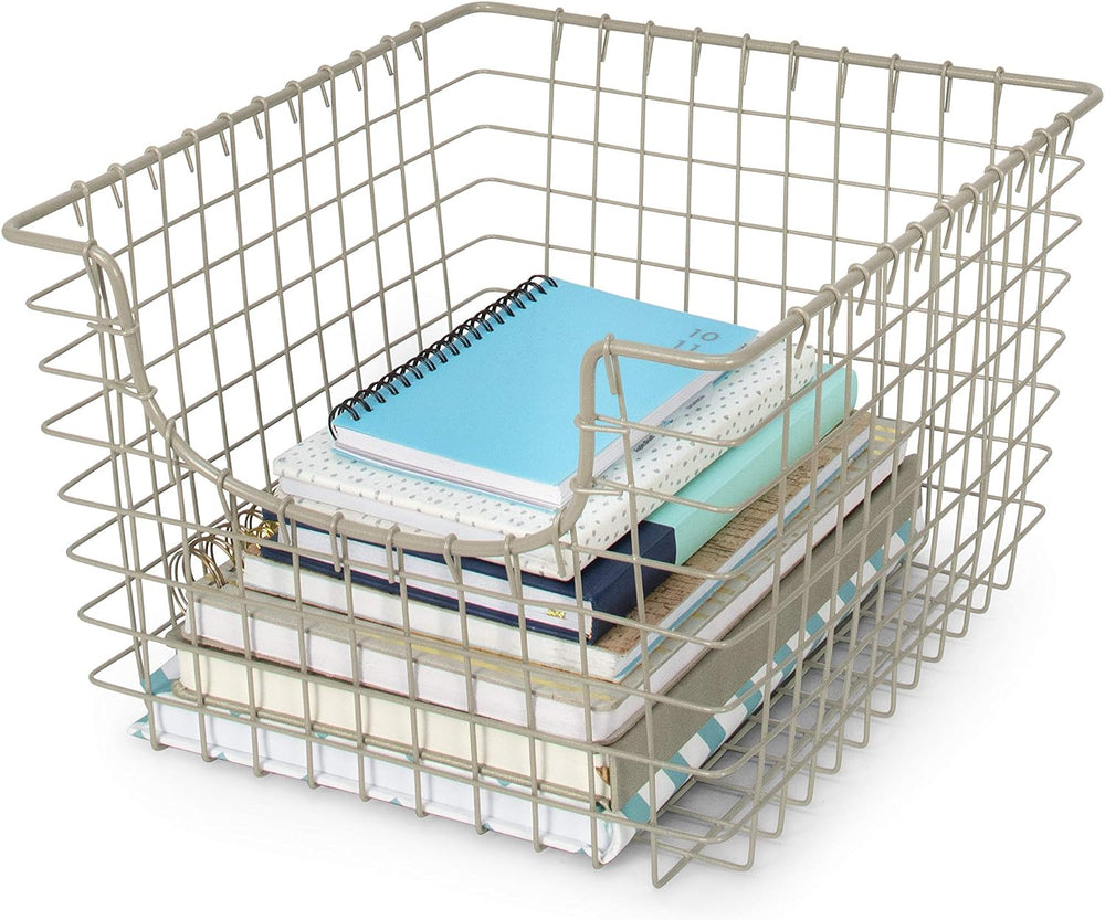 Spectrum Wire Scoop Basket Storage Bin Satin Nickel Nesting Metal Baskets Pac...