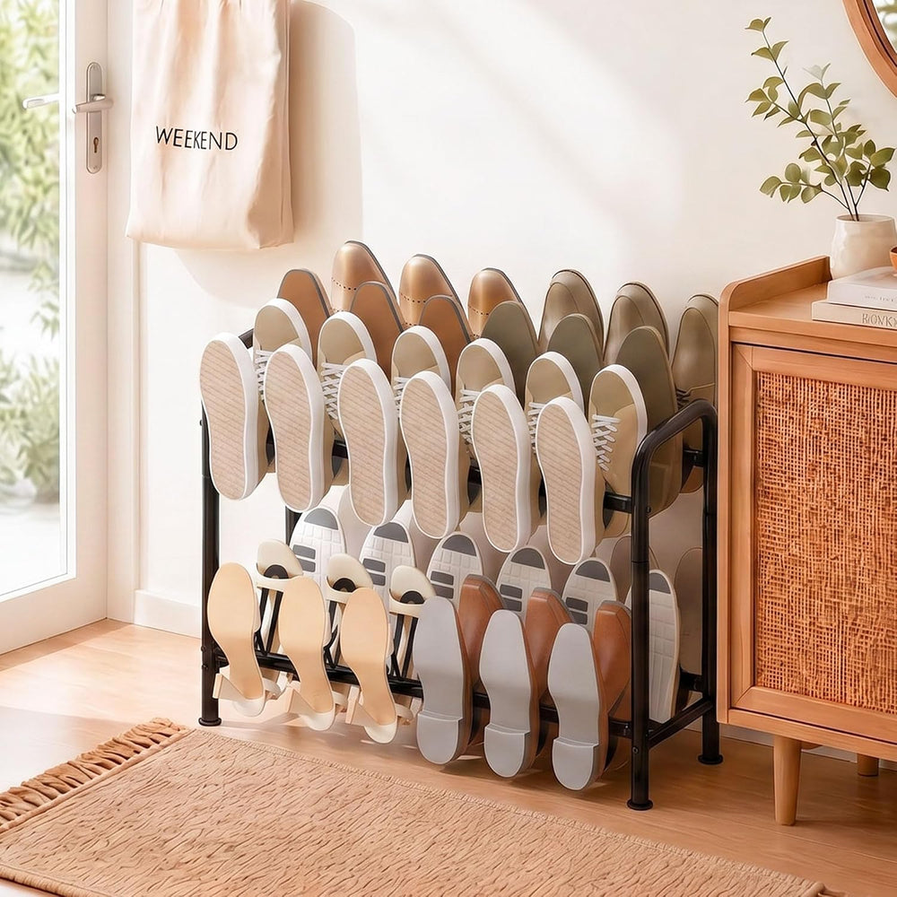 STORAGE MANIAC 24 Pairs Vertical Shoe Rack, Wing Large Metal Shoe Organizer f...