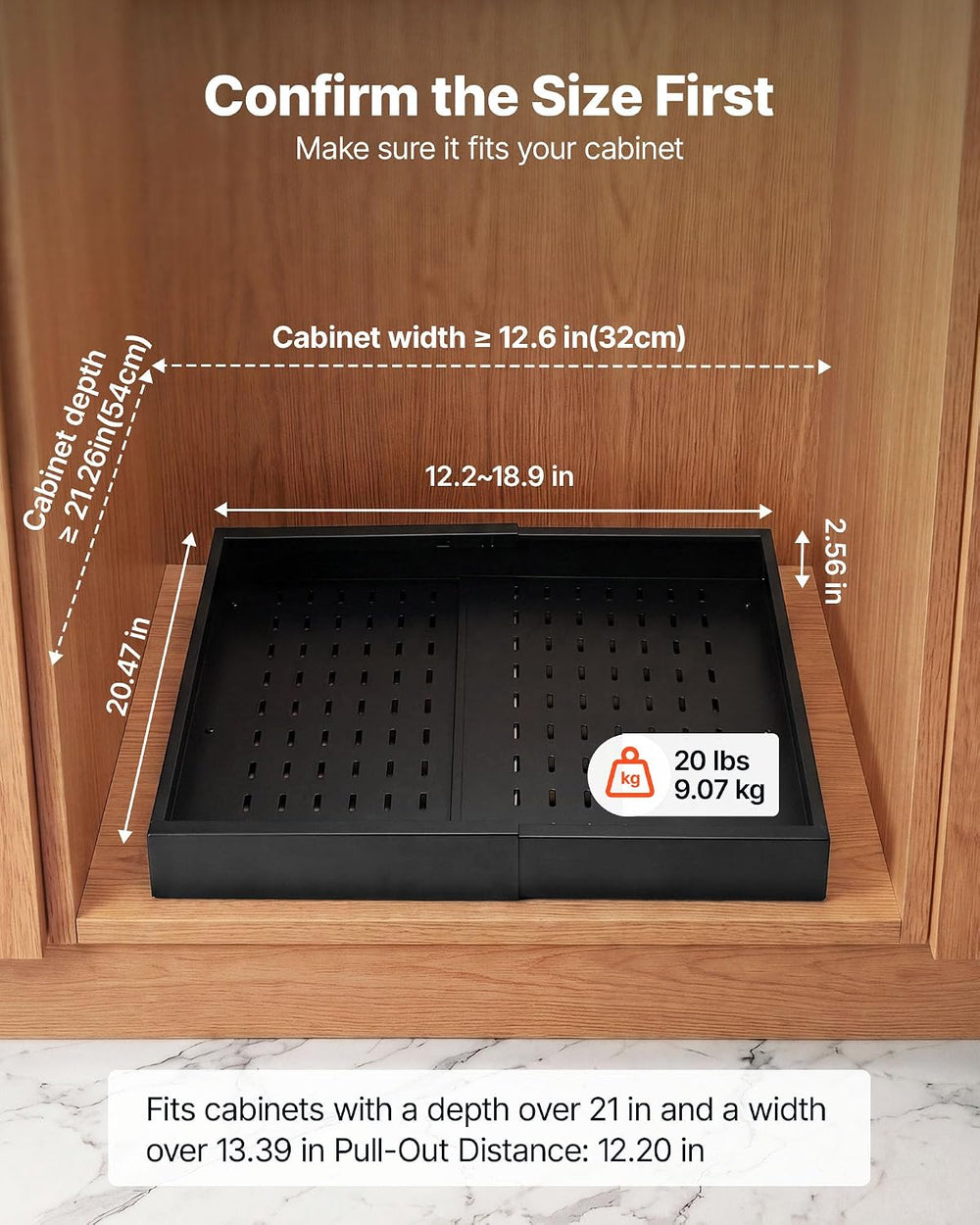 VEVOR Pull Out Cabinet Organizer, 4 Pack Expandable Width (12.2"-18.9&qu...