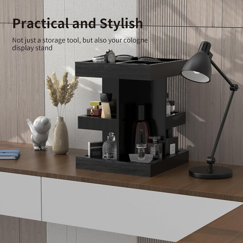 Cologne Organizer for Men with Metal Base, 360° Rotating Perfume Stand Heavy ...