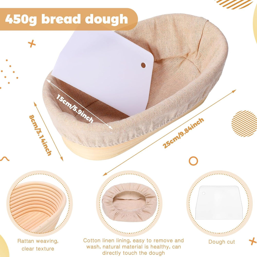 Gejoy 20 Sets Banneton Proofing Baskets with Liner Sourdough,Oval,10''