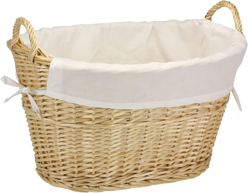 Household Essentials Wicker Laundry Basket with Handles, Handwoven Willow, an...
