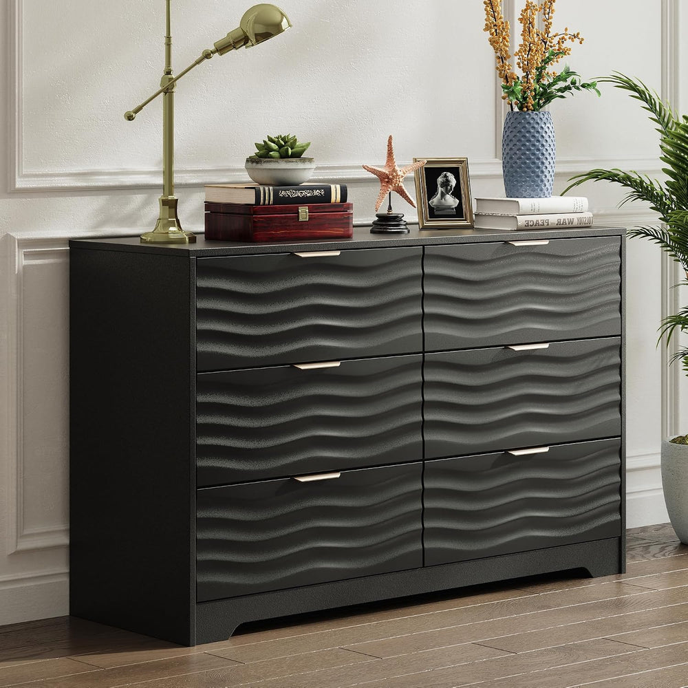MALOL Coastline Fluted 6 Drawers Dresser for Bedroom, 48" Wide Modern Ch...