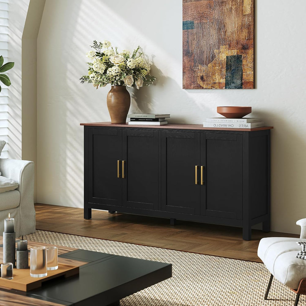 ARTPOWER 60" Sideboard Buffet Cabinet with Storage, Credenza Black