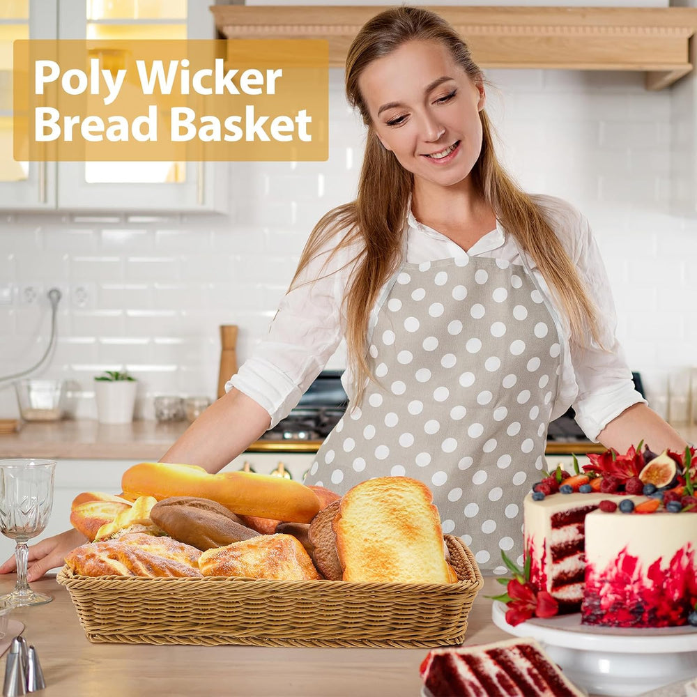 Eccliy 6 Pack Wicker Bread Baskets Woven Serving Basket, 19 Inch