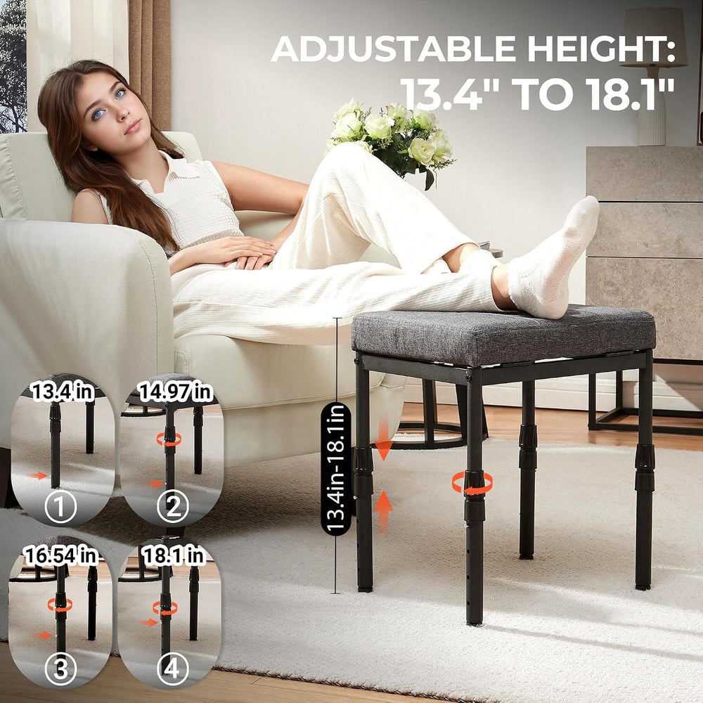 TIOPGHAD Adjustable Ottoman Pouf, 60 Degree Tilt Footrest, Carbon Gray