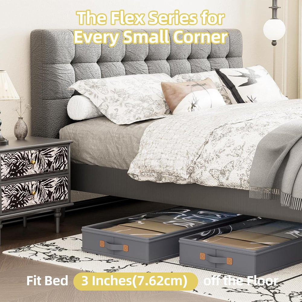 FHSQX Under Bed Storage Container 2Pack 3 Inches Low Profile Under-bed Organi...