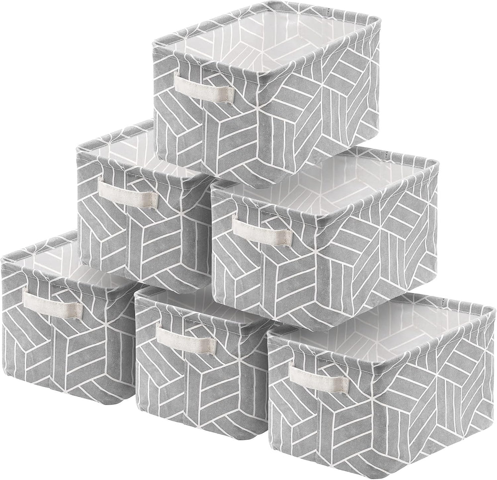 CROWNED 6 Pcs Storage Basket Foldable Cube Fabric Bins Square Mini Box Receiv...