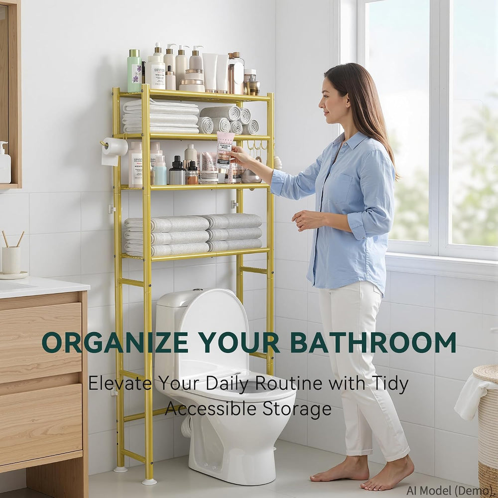 4-Tier Over The Toilet Storage Shelves, Gold
