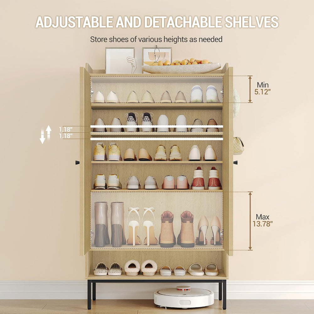 Hzuaneri Shoe Cabinet, 7-Tier Shoe Storage Cabinet with Adjustable Shelves