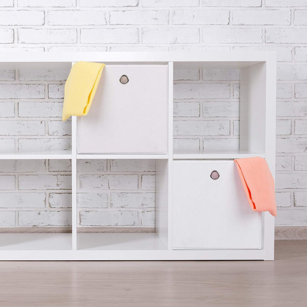 Relaxdays Box Set of 2, Shelf Storage Basket, Square Bins 30x30x30 cm, White,...