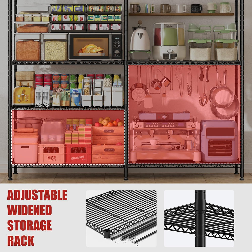 REIBII 61.7''W Storage Shelves Load 1220LBS Wire Shelving Unit 4 Tier...