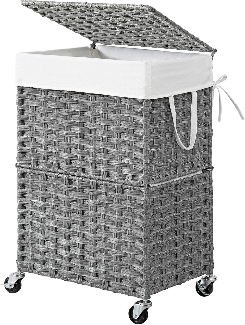Chrislley Wicker Laundry Basket with Wheels,Rolling Laundry Hamper with Lid