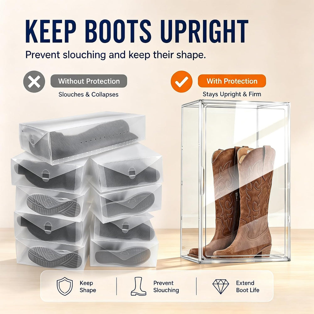 Boot Organizer for Extra Tall Boots, 23.6'' Stackable Acrylic Display...