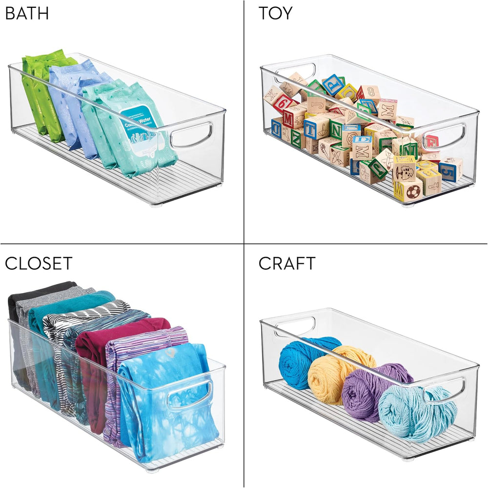 iDesign Plastic Stackable Pantry Bin with Handles, Set of 4, Clear