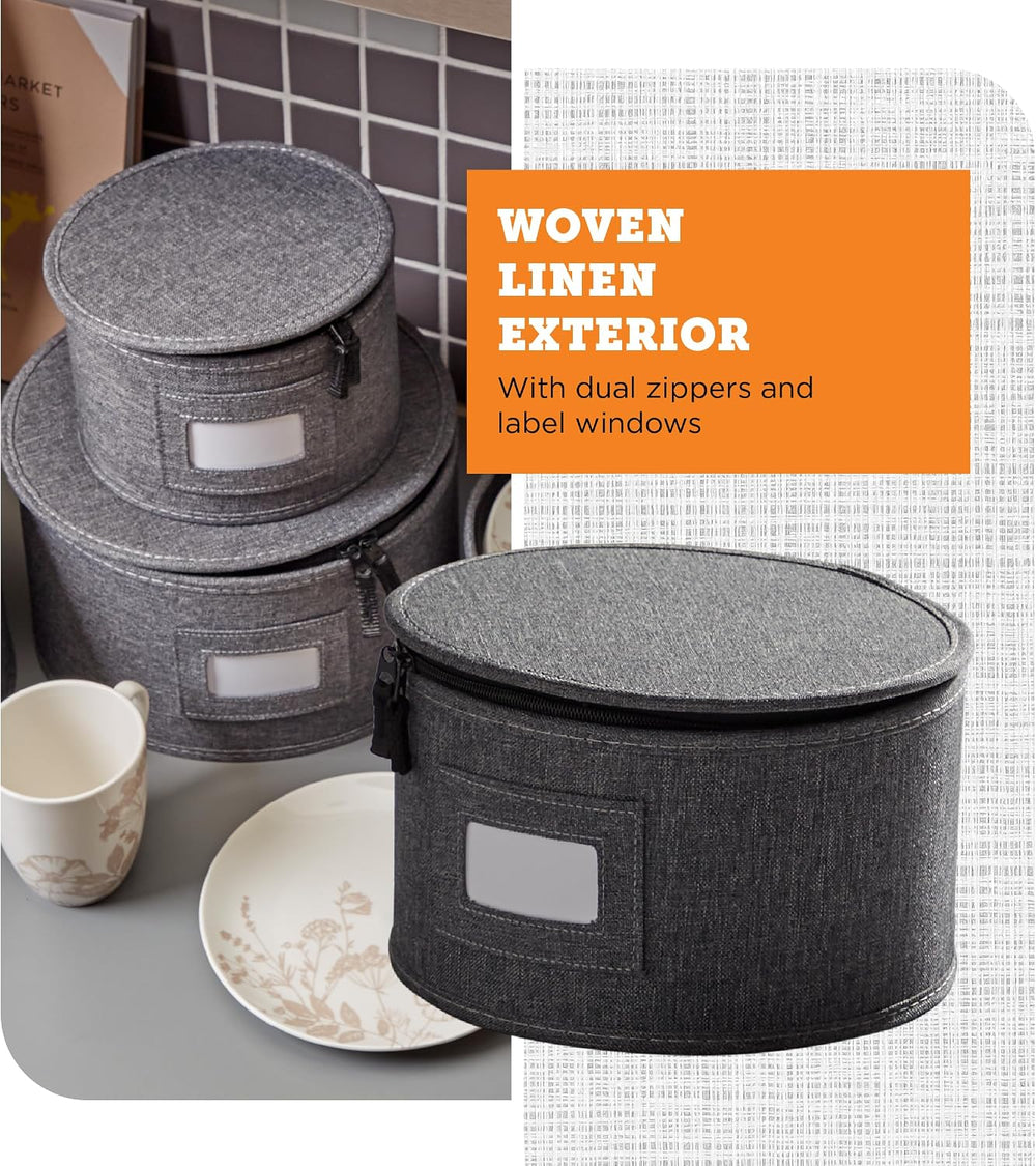storageLAB 4-Piece China Plate Storage Set | Hard Shell Dividers | Gray