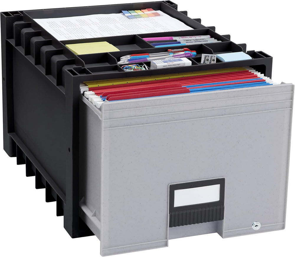 Storex Plastic Archive Storage Drawer with Lock, Letter Size, 18-Inch Drawer,...