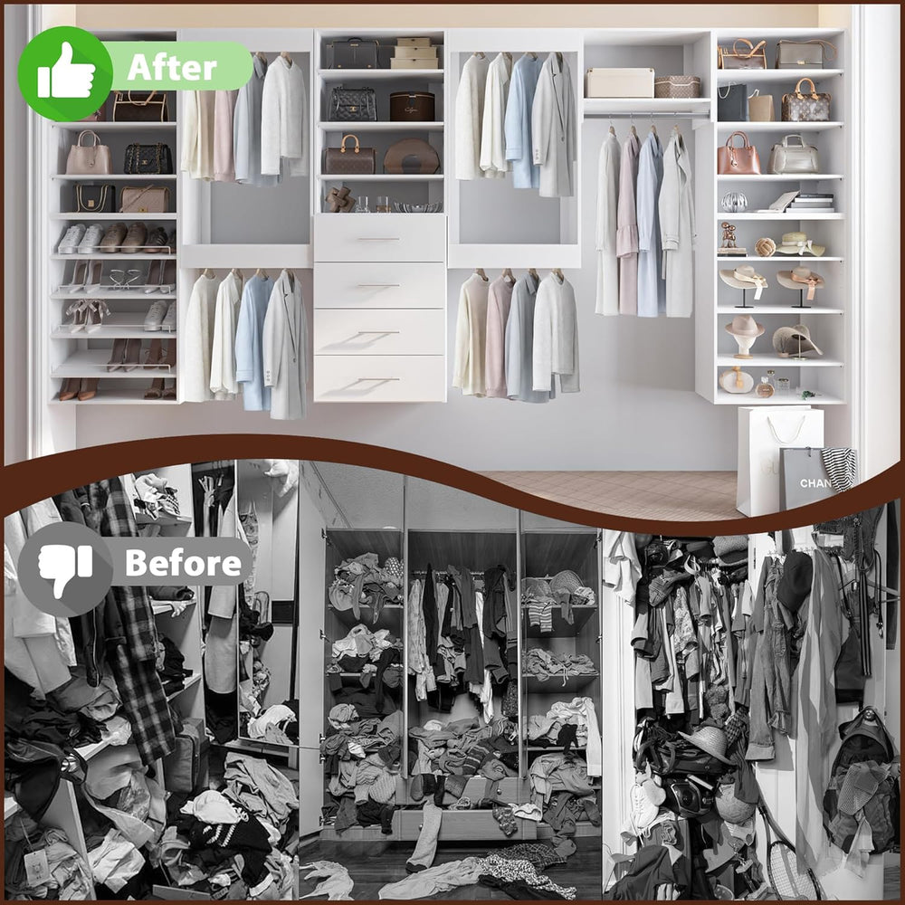 25.5" Wide Tall Hanging Modular Closet System, Wall-Mounted Closet Organ...