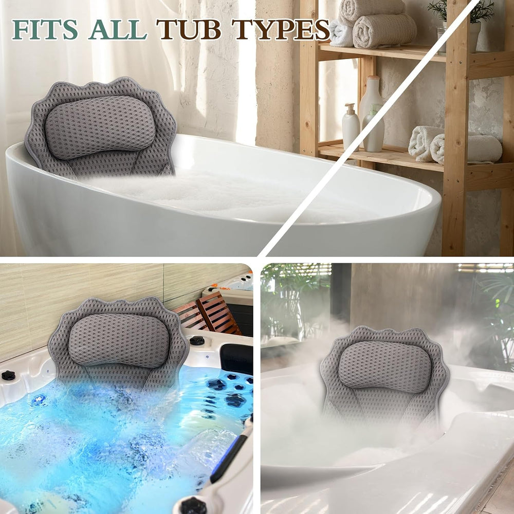Bath Pillow RUVINCE Ergonomic Luxury Bathtub Pillow with Head,Neck, Shoulder ...