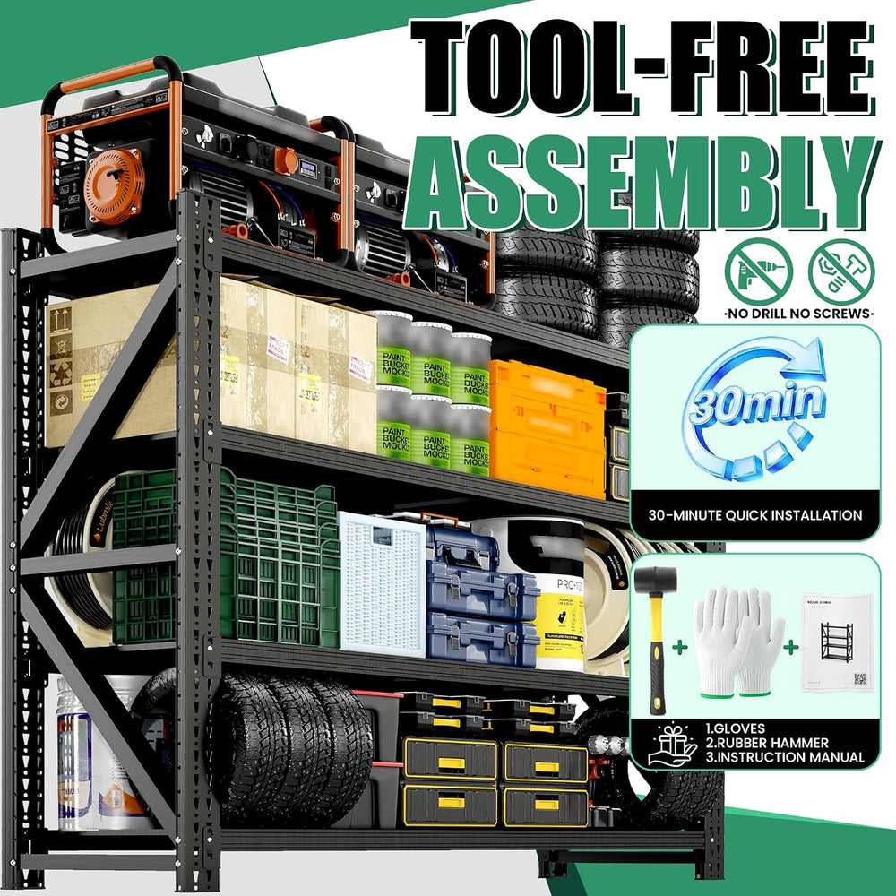 4-Tier Heavy Duty Garage Shelving,Industrial Shelving for Commercial & Ho...