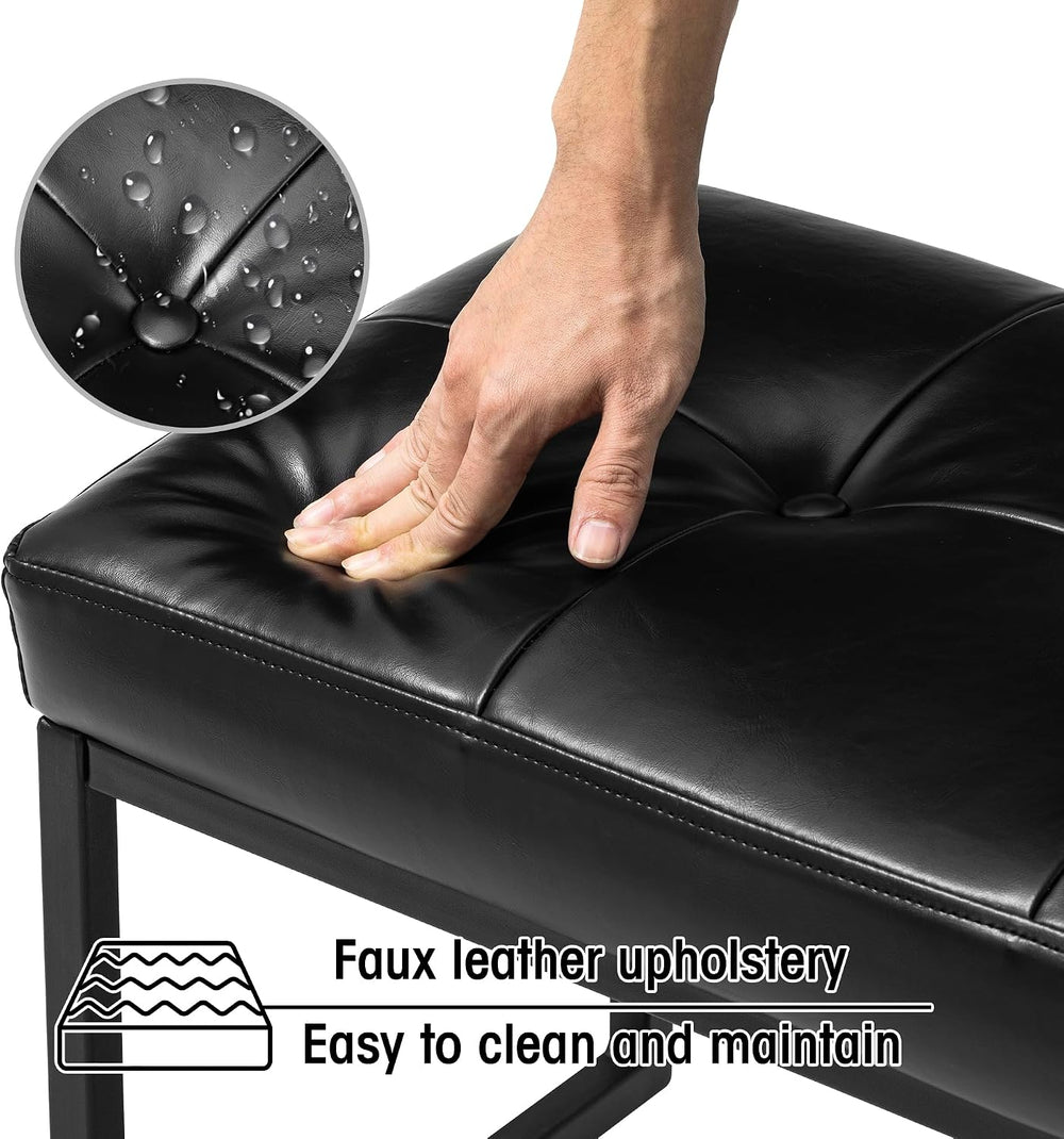 Glitzhome Ottoman Bench, Modern PU Leather Vanity Stools Chairs with Metal Fr...