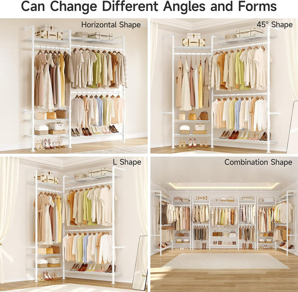 ONBRILL H2 Plus Expandable Wall Mounted Closet System Clothes Rack White