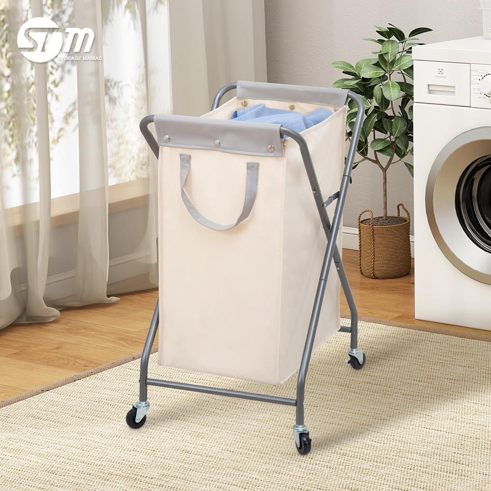STORAGE MANIAC Collapsible Laundry Hamper with Wheels, Rolling Laundry Basket...