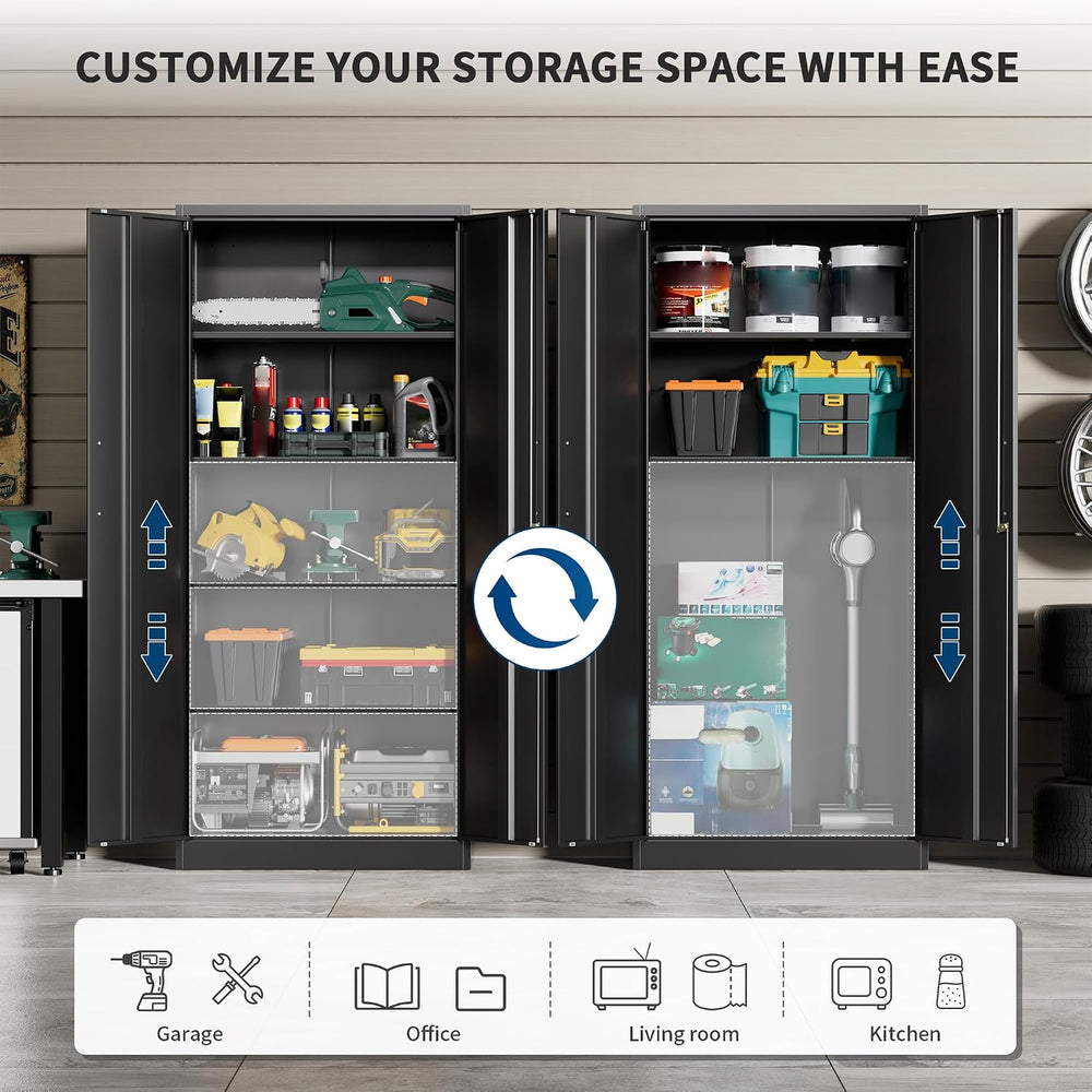 Metal Garage Storage Cabinet, Lockable Utility Storage