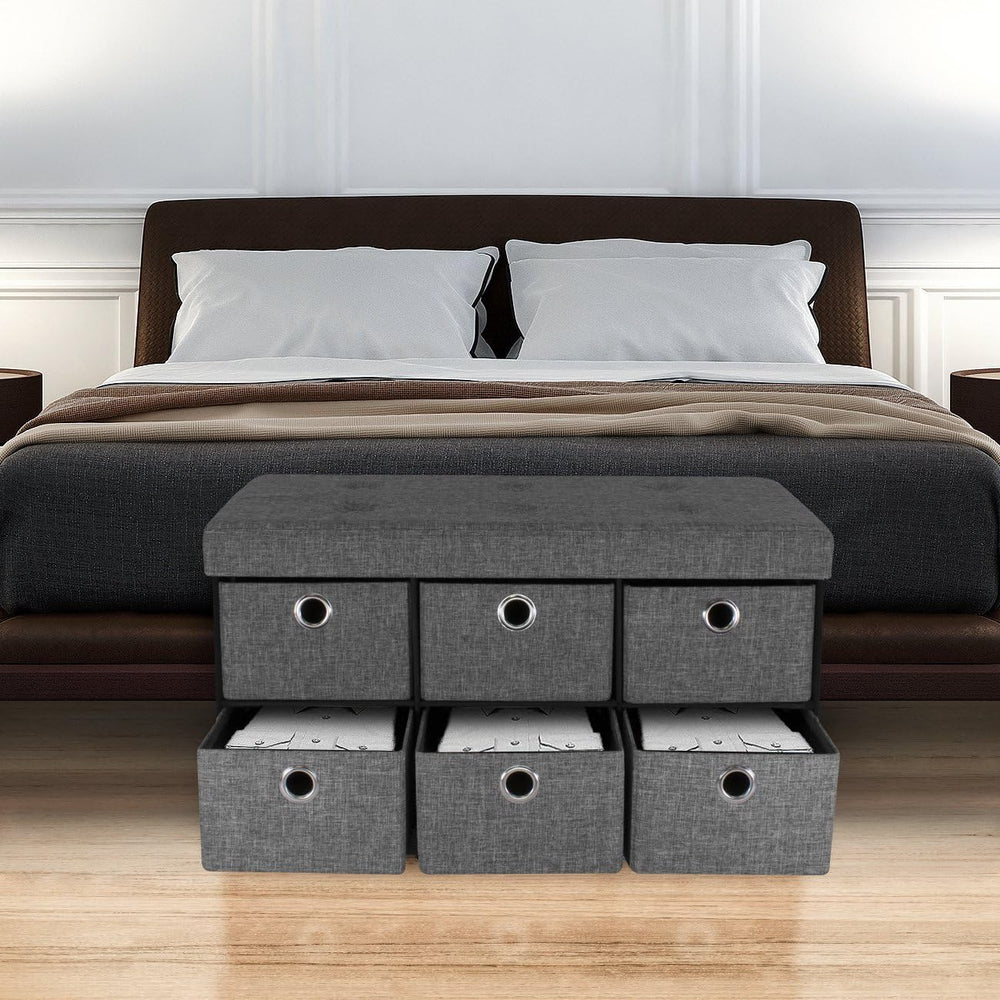 Sorbus Storage Ottoman with Drawers, Collapsible Bench