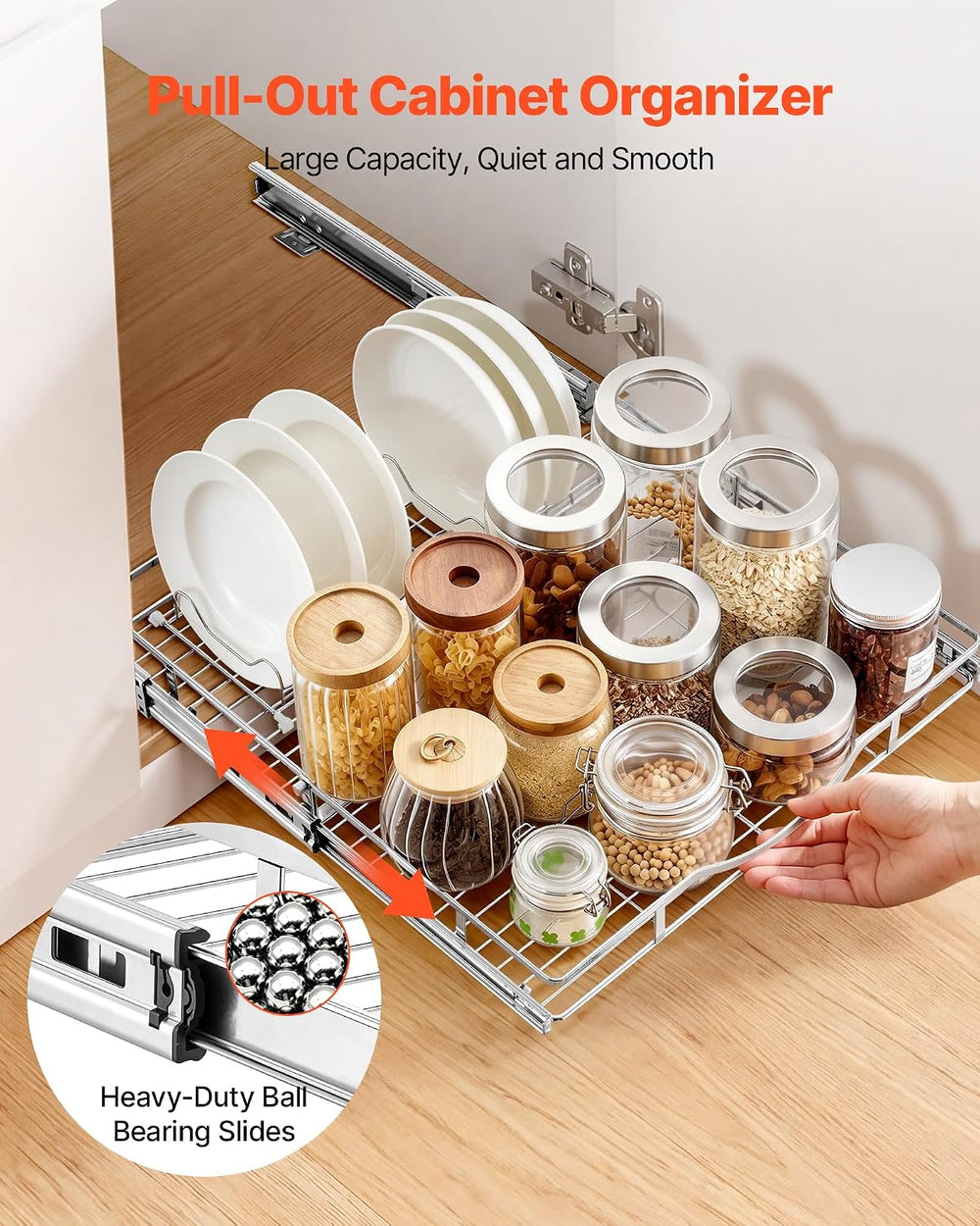 VEVOR Pull Out Cabinet Organizer 19.69"W x 21.06"D Steel Slide Out ...