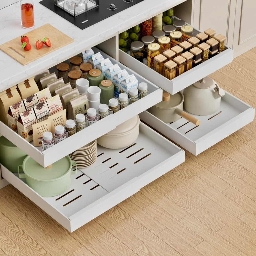 PAKETA 4 Pack Expandable Pull Out Cabinet Organizer,21" Deep