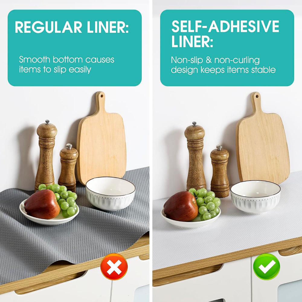 Self-Adhesive Kitchen Cabinet Liner: Peel and Stick Non-Slip 22" W x 290...