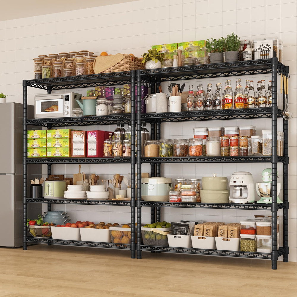 5 Tier Wire Metal Shelving: Adjustable Pantry Storage Shelves, NSF Bakers Rac...