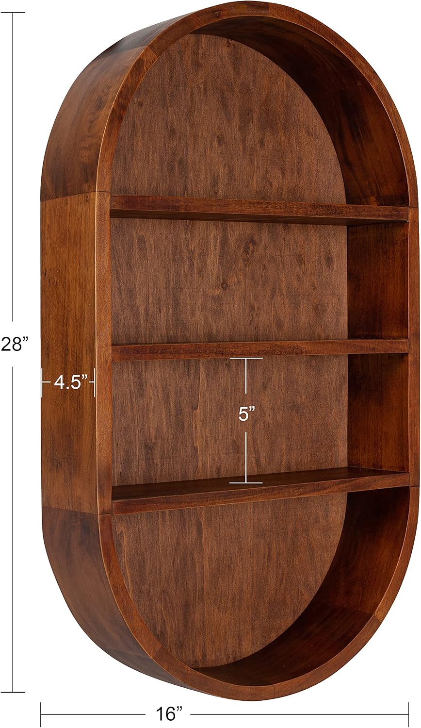 Kate and Laurel Hutton Midcentury Capsule Wall Shelf; 16 x 28; Walnut Brown; ...